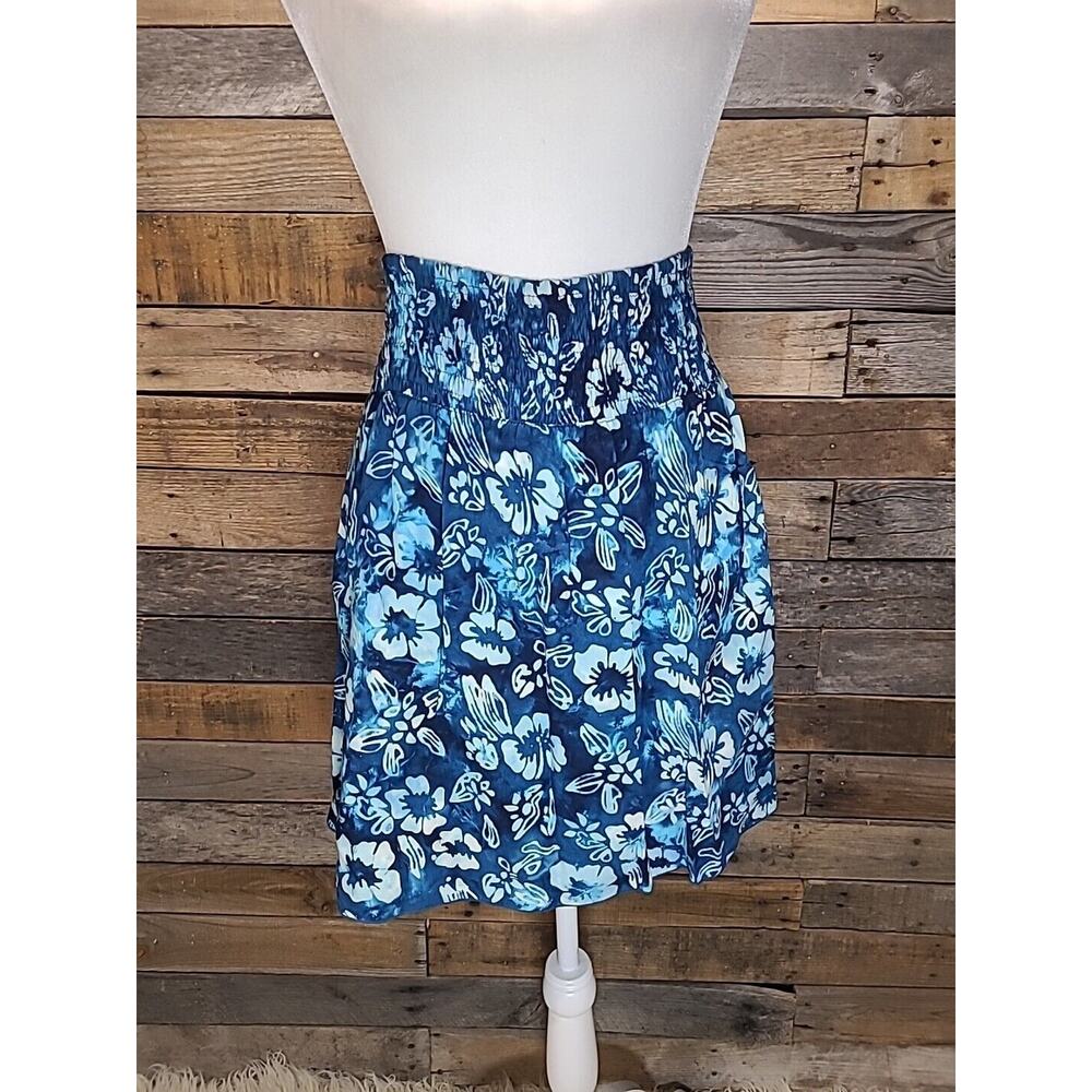 Go Fish Batik Skirt XS Bohemian Beach Island Tribal Natural Blue Hawaiian